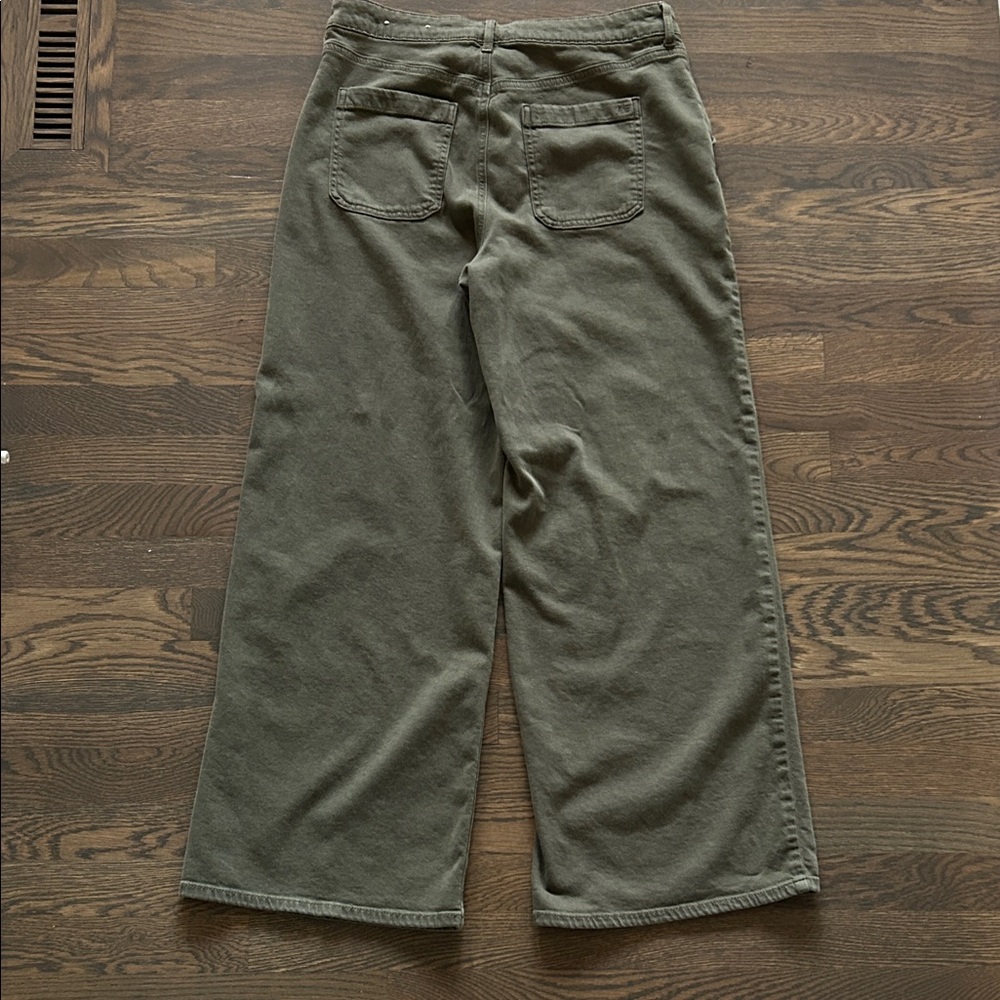 American Eagle | Super High Rise Baggy Wide Leg Olive Green Pants | 10 Short - Picture 5 of 5